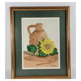 Sunflower & Jug Watercolor Painting By Stephens