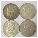 1962 U.S. Franklin Silver Half Dollars (4)