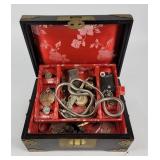 Wood & Brass Jewelry Box Loaded