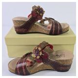 L'Artiste Women's Leather Wedge Sandals (8)