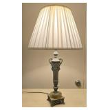 Neoclassical Wrought Iron & Marble Table Lamp