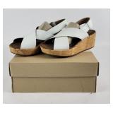 Clarks White Leather Cork Wedge Sandals (7)