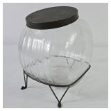 Antique Hoosier Sellers S Glass Jar w/ Tin Lid