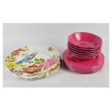 Pier 1 Bird & Floral Melamine Plates & Bowls (18)