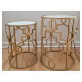 Modern Geometric Brass Stackable End Tables