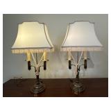 Antiqued Brass Bouillotte Lamps
