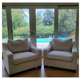 Contemporary Beige Fabric Club Chairs
