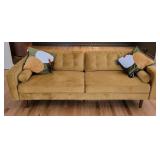 MCM Style Mustard Yellow Velvet Sofa