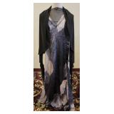 Komarov Crinkle Leaf Print Maxi Dress (XS)