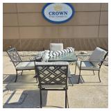 5-Piece Black Metal Patio Set w/ Umbrella