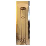 Wrought Iron Bronze-Finish Torchiere Floor Lamp