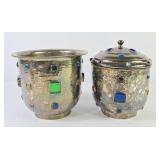 Arts & Crafts Era SP Ice Bucket & Biscuit Jar