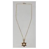 14k Gold Star Of David Necklace