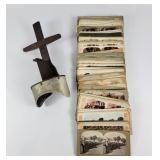 Antique Sterescope Viewer & Cards