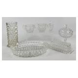 Fostoria Glass Creamer, Sugar, Butter Dish+ (7)
