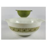 Pyrex Green Square Flowers Mixing Bowls