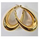 10k Gold Teardrop Shaped Hoop Earrings