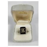 Zale's 10k Black Onyx Monogrammed 'K' Ring