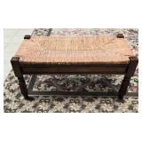 MCM Oak Woven Long Bench