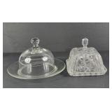 Cut Crystal & Glass Covered Butter Dish & Dome
