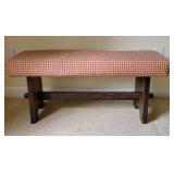 Primitive Upholstered Trestle Bench