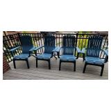 Blue Resin Adirondack Chairs (4)