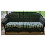 Green Wicker High Back Patio Sofa