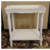 2-Tier White Wood Side Table