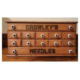 Antique Crowley's Needles Advertising Cabinet