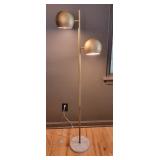 2-Light Brass Finish Marble Base Floor Lamp