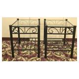 Wrought Iron & Tempered Glass Top Side Tables