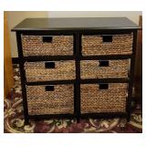 6-Drawer Woven Basket Bookshelf