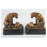 Turtle & Labrador Retriever Dog Bronze Bookends