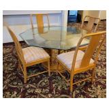 Octagonal Glass & Wood Dining Table w/ Chairs (5)