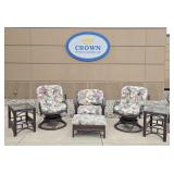 Bali Rattan & Tropical Floral Print Patio Set