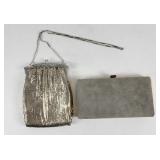 Silver Mesh & Grey Suede Evening Bag & Clutch