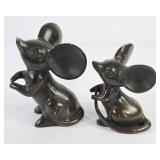 Japanese Bronze Iron Big Ear Mice Set (2)