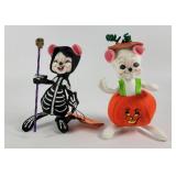 Annalee Halloween Pumpkin & Skeleton Mice