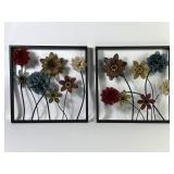 Textured Metal & Fabric Flower Frame Wall Art