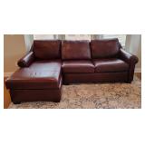 Smith Bros Red Leather Chaise Sectional Sofa