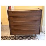 MCM Walnut Finish 5-Drawer Dresser