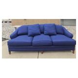 Vintage Curved Back Blue Upholstered Sofa