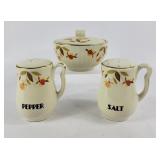 Hall's Autumn Leaf Salt & Pepper, Sugar Bowl (3)