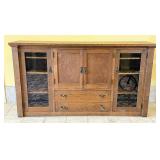 Antique Mission Cross Grain Oak Sideboard Cabinet