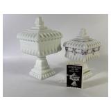 Westmoreland Milk Glass Lidded Wedding Bowls (2)