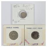 1856-1873 Three Cent Silver & Shield Nickel