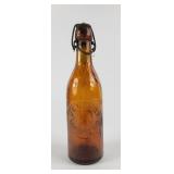 Wilhelm LaPorte IN Amber Wire Bail Beer Bottle