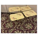 MCM Fiberglass Rosebud Folding TV Dinner Trays (4)