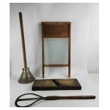 Washboard, Rug Beater, Slaw Cutter, Plunger (4)