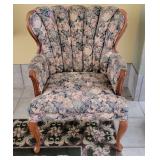 Floral Upholstered Fan Back Chair